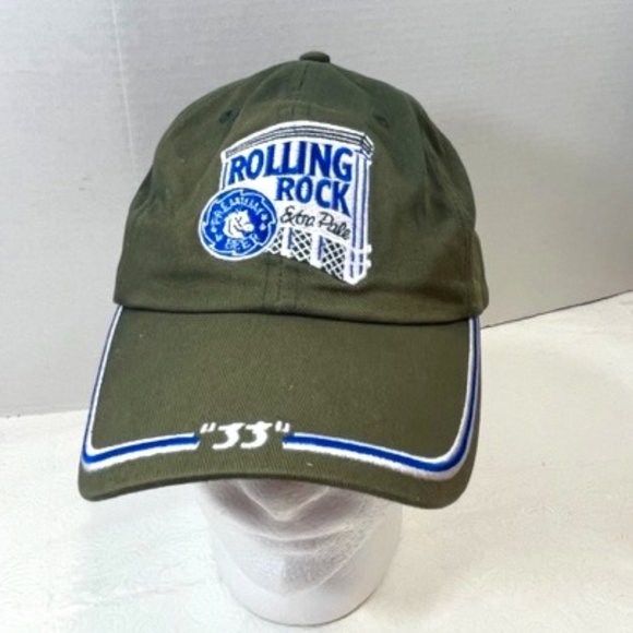 Rolling Rock Extra Pale Premium Beer "33" Green Sample Promo Adj Hat Cap - Picture 1 of 13